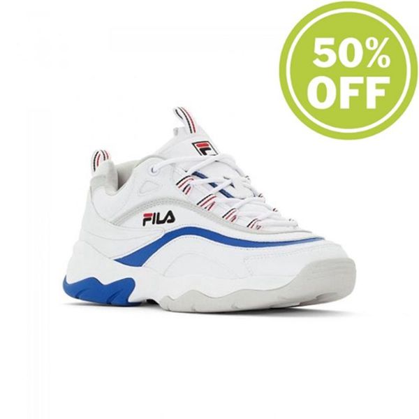 Fila Ray F Low Men's Sneakers - White/Blue/Purple,NZ 312-74316